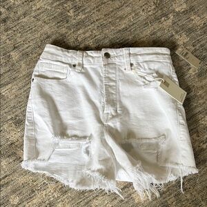 Good American White Jean Shorts Distressed Frayed Hem - NWT - size 8 / 29